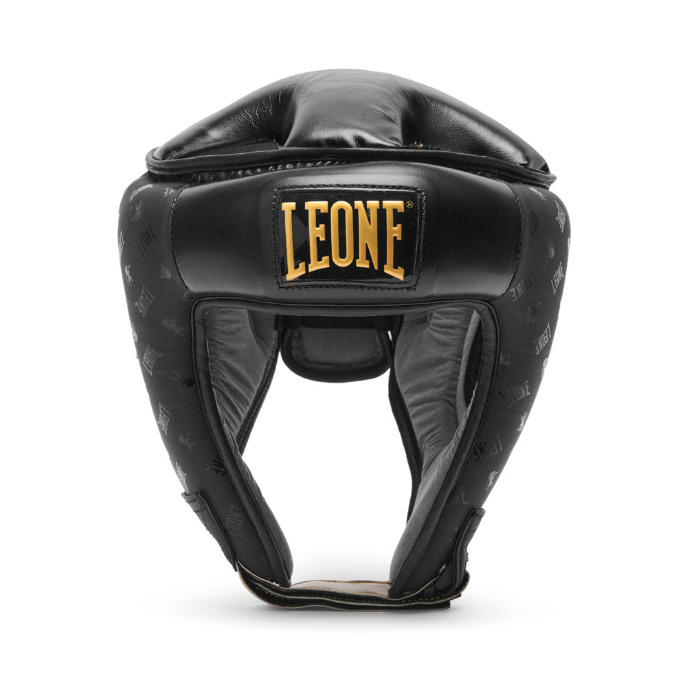 Czarny kask bokserski model DNA marki Leone1947