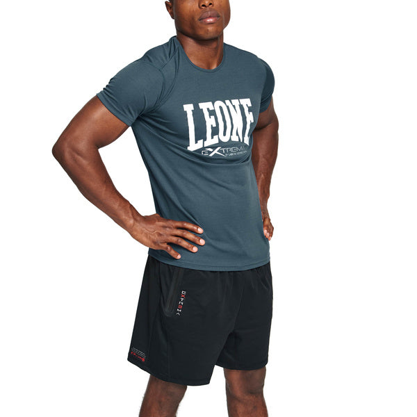 T-shirt błękitno-szary model LOGO marki Leone1947